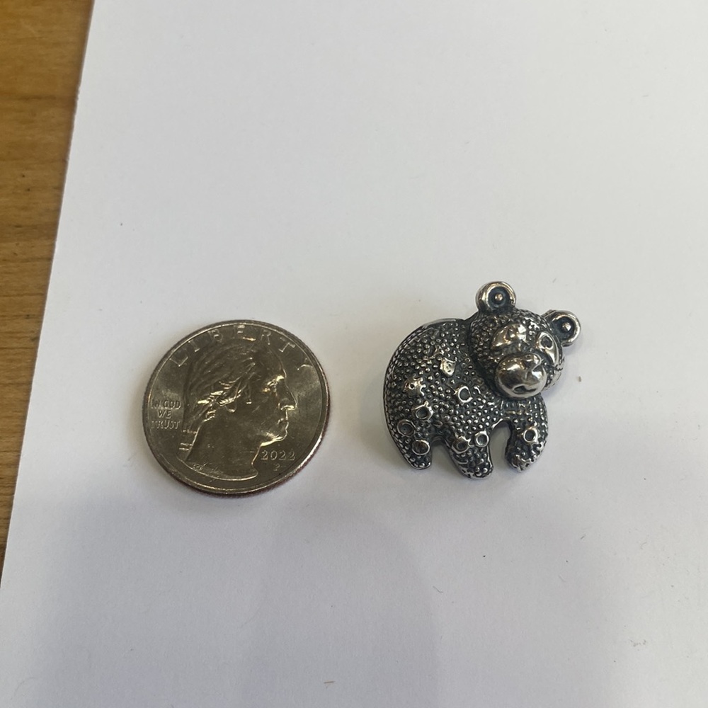 Sterling Silver Three Dimentuinal Solid Bear Pin … - image 4